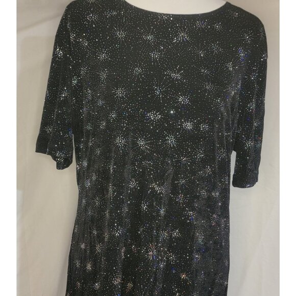 Whimsigoth Womens XL Black Shimmer Knit Blouse w/ Light Jacket Stretch Career - Picture 8 of 9